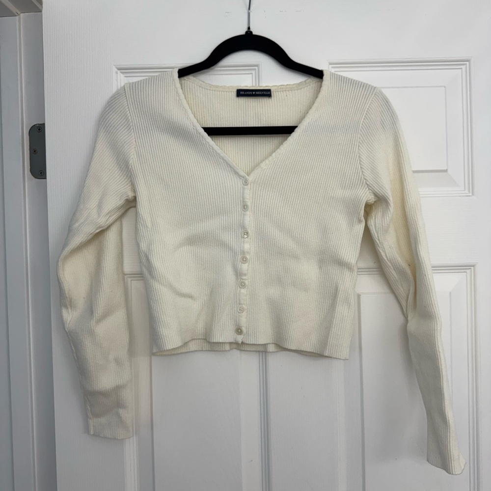 Brandy Melville white ribbed sweater